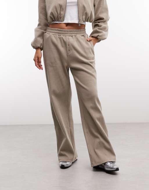 Cernucci Ottoman-Button Pull-on Wide-Leg Rib-Jogger als Kombiteil in Beige, 3 von 5