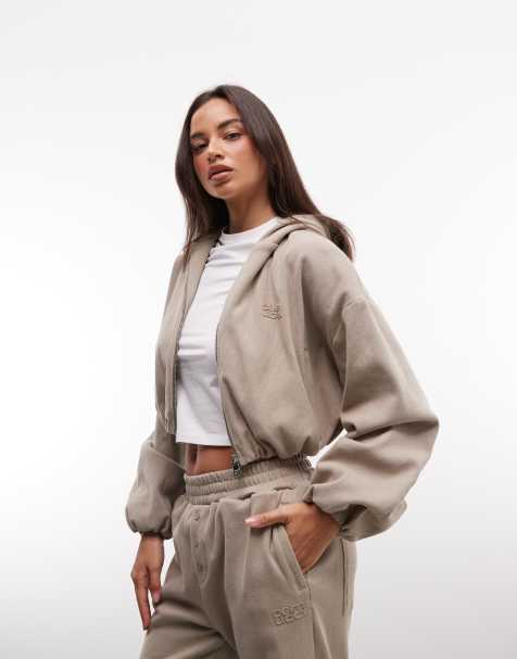 Cernucci Ottoman-Zip-Hoodie im Rippdesign als Set in Braun - view 1