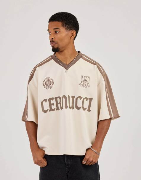 Cernucci Oversized Cernucci football top in beige - view 1
