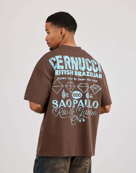 Cernucci Oversized rio diamond graphic t-shirt in brown - view 1