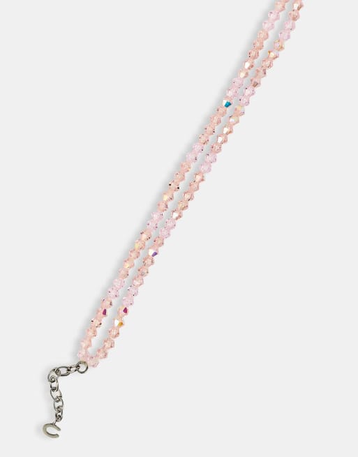 Cernucci Pink double layer glass bead bracelet - 4mm in silver, 5 of 5