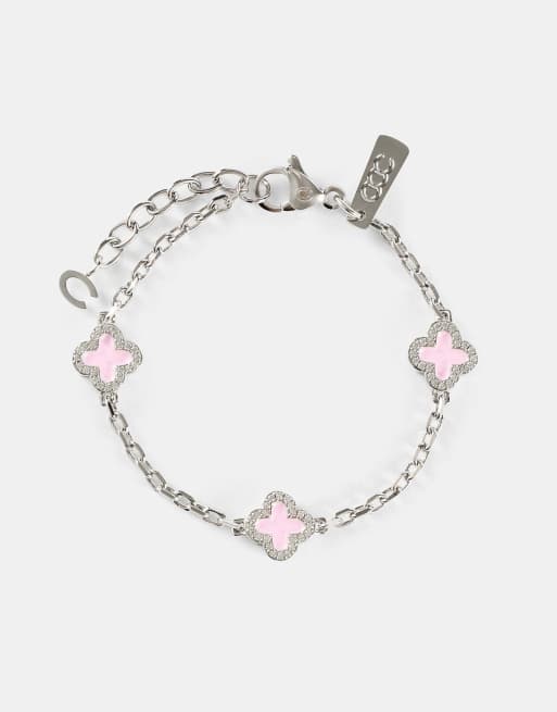 Cernucci Pink enamel motif rolo link bracelet - 10mm in silver, 2 of 3