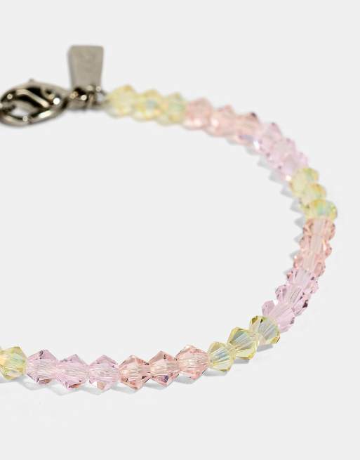 Cernucci Pink & lemon glass bead bracelet - 4mm in silver, 3 of 4