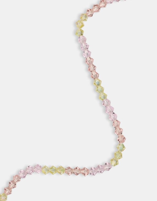 Cernucci Pink & lemon glass bead necklace - 4mm in silver, 3 of 4