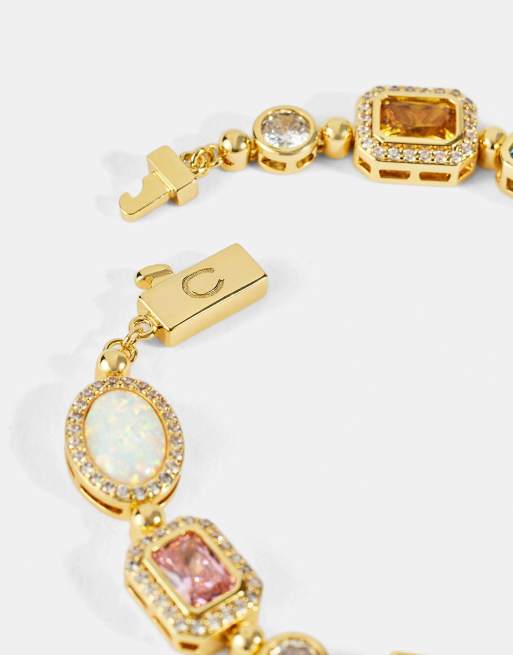 Cernucci Pink multi gemstone motif 10mm bracelet in gold, 4 of 6