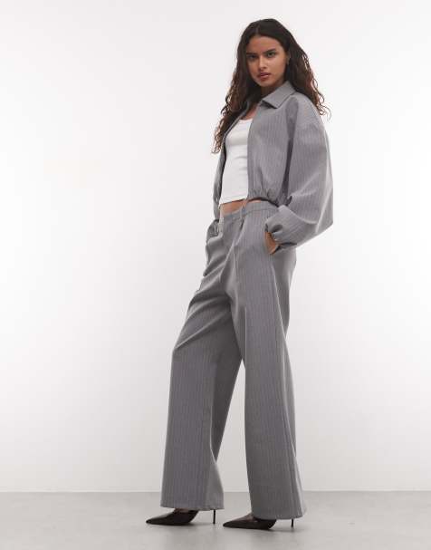 Cernucci pinstripe collared bomber jacket and trousers co-ord in grey - view 1