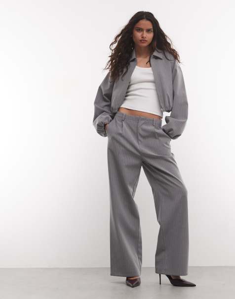 Cernucci pinstripe wide leg trousers co-ord in grey - view 1