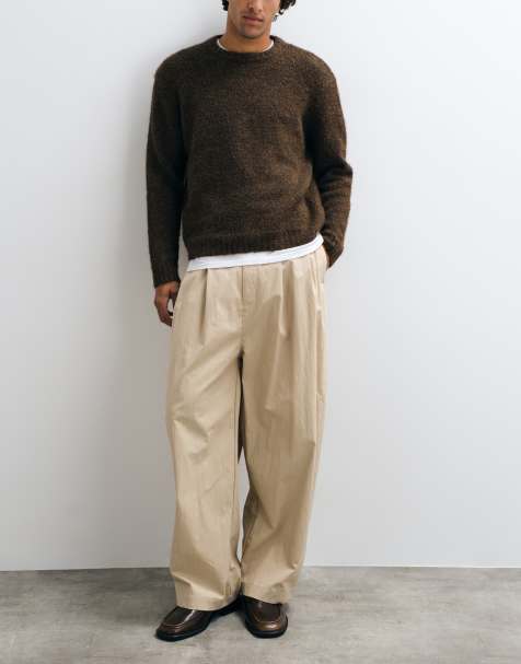 Cernucci pleated barrel leg pants in beige - view 1