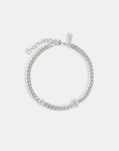 Cernucci Polished star & cross miami cuban bracelet - 8mm in white - view 1