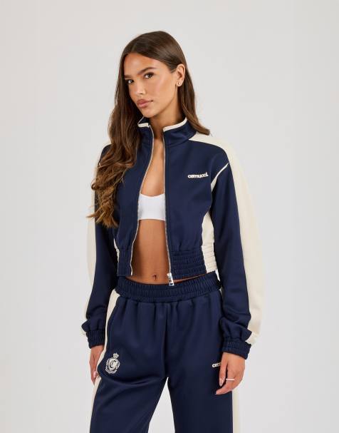 Cernucci Poly fitted cut & sew track jacket in blue - view 1