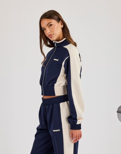 Cernucci Poly fitted cut & sew track jacket in blue, 2 of 4