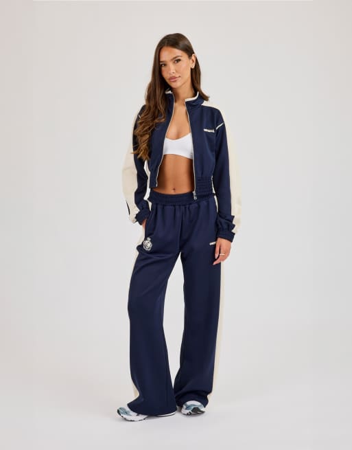 Cernucci Poly fitted cut & sew track jacket in blue, 4 of 4