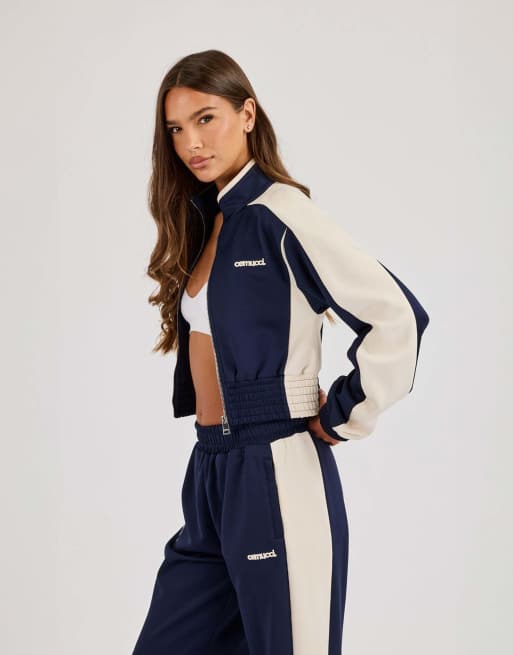 Cernucci Poly fitted cut & sew track jacket in blue, 2 of 4