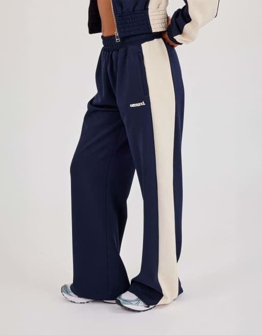 Cernucci Poly wide leg cut & sew jogger in blue, 3 of 4