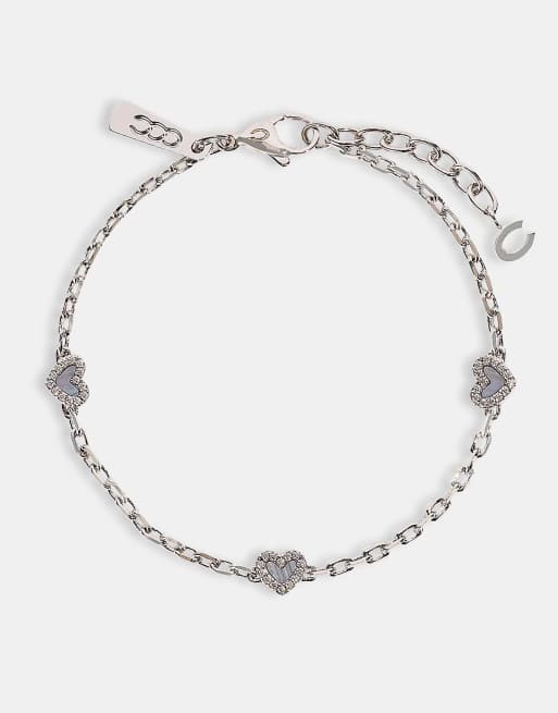 Cernucci Purple agate heart rolo bracelet - 6mm in silver, 2 of 3