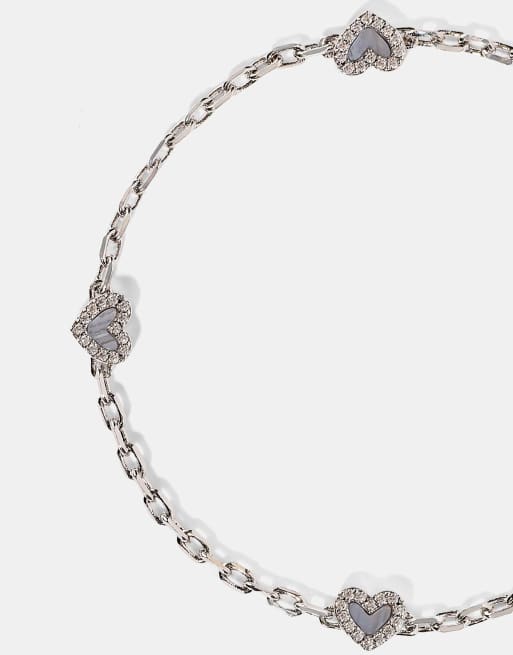 Cernucci Purple agate heart rolo bracelet - 6mm in silver, 3 of 3