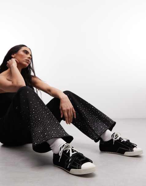 Cernucci rhinestone embellished wide leg trackies in black (part of a set) - view 1