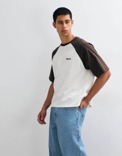 Cernucci short sleeve contrast raglan t-shirt in brown, 4 of 5