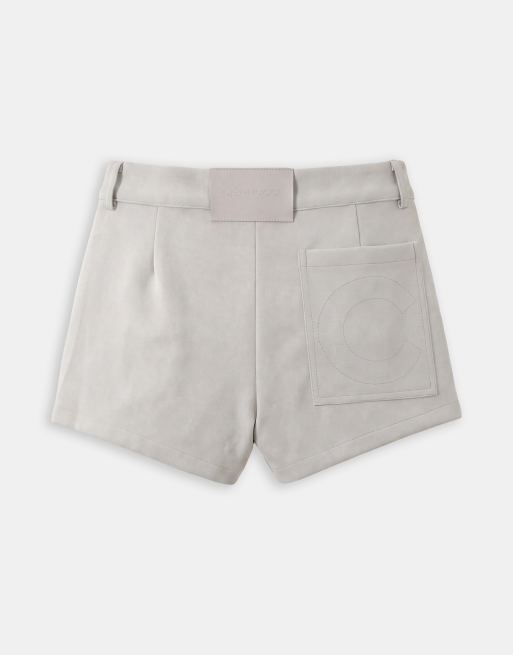 Cernucci shorts co-ord van imitatiesuède in lichtblauw, 7 van 9