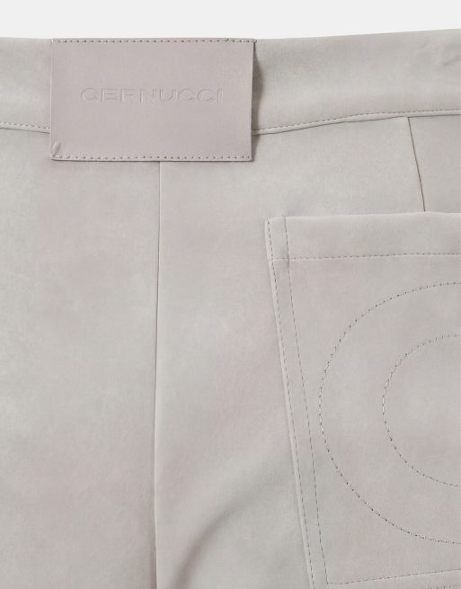 Cernucci shorts co-ord van imitatiesuède in lichtblauw, 9 van 9