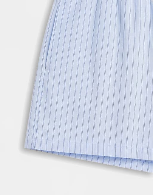Cernucci shorts coordinati in nylon a righe azzurri, 8 di 9
