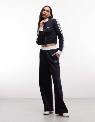 Cernucci Cernucci soft touch wide leg logo joggers co-ord in navy