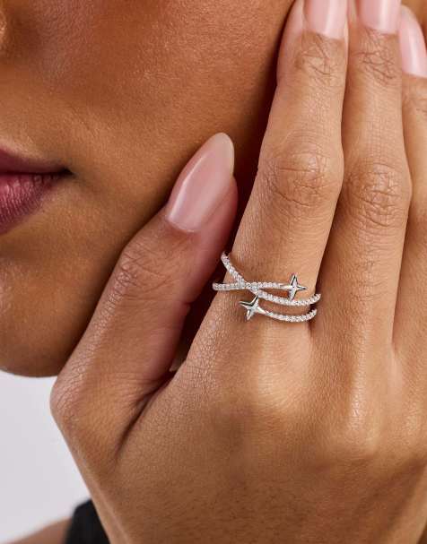 Cernucci Star band ring - 1.5mm in silver - view 1