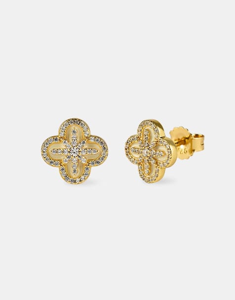 Cernucci Star motif 8mm stud earrings in gold - view 1