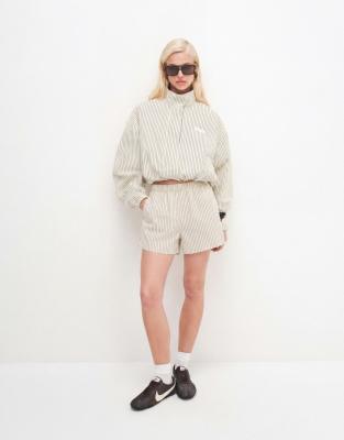 Cernucci stripe nylon pull-on shorts co-ord in butter yellow
