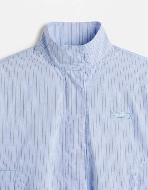 Cernucci striped funnel neck jacket in light blue - part of a set, 8 of 8