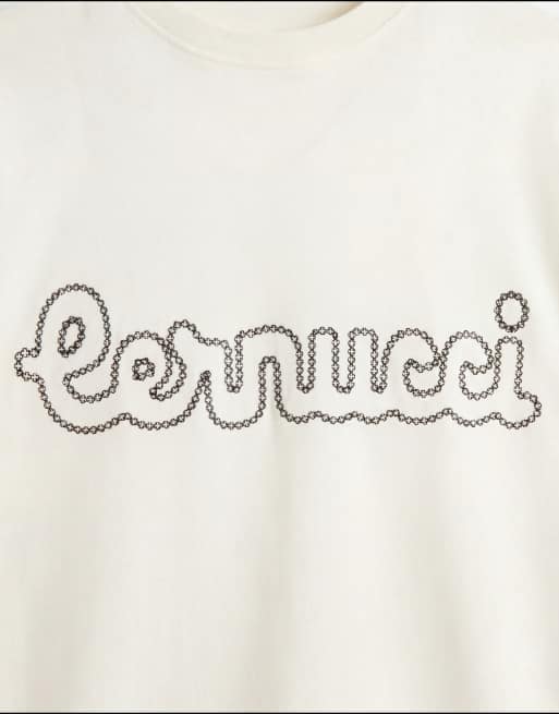 Cernucci - T-shirt coupe classique avec logo surpiqué - Blanc cassé, 9 de 9