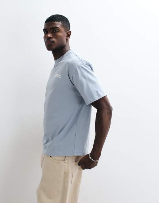 Cernucci T-Shirt mit Puff-Logo und Rückenprint in Hellblau, Regular Fit, 4 von 5