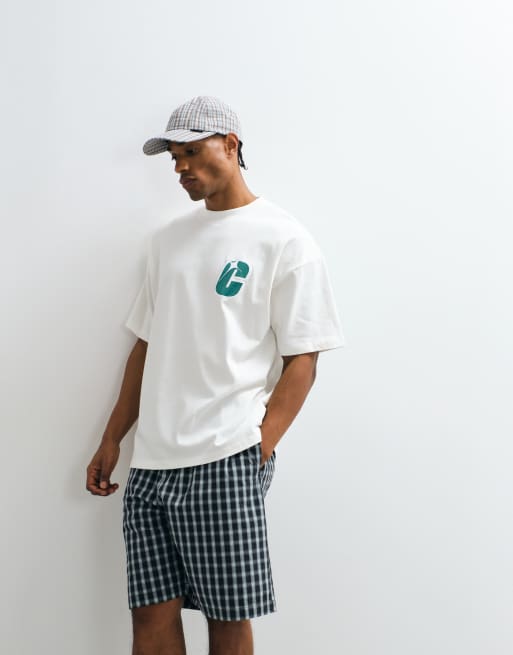 Cernucci - T-shirt oversize bianco sporco con stampa del logo a strati sul retro, 2 di 7