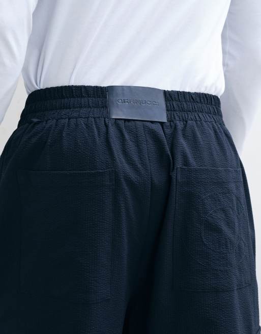 Cernucci textured nylon utility cargo trousers co-ord in blue, 5 of 5
