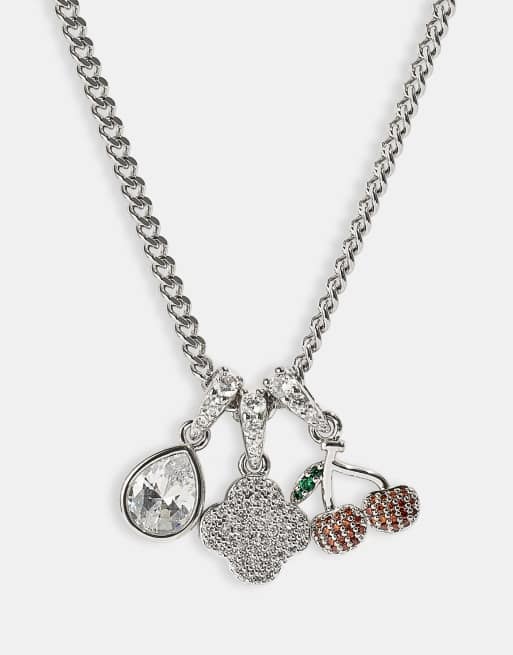 Cernucci Triple motif & cherry pendant necklace - 10mm in silver, 2 of 4