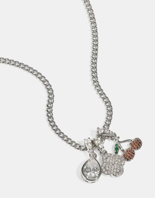 Cernucci Triple motif & cherry pendant necklace - 10mm in silver, 4 of 4