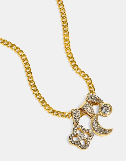 Cernucci Triple motif & moon pendant necklace - 10mm in gold, 3 of 4