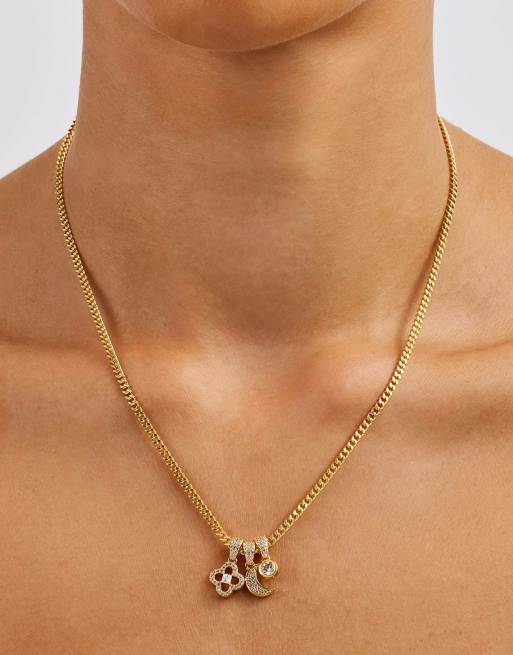 Cernucci Triple motif & moon pendant necklace - 10mm in gold, 4 of 4