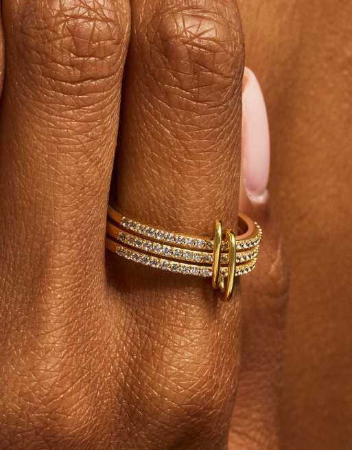 Cernucci Triple row iced ring - 8mm in gold, 2 of 5