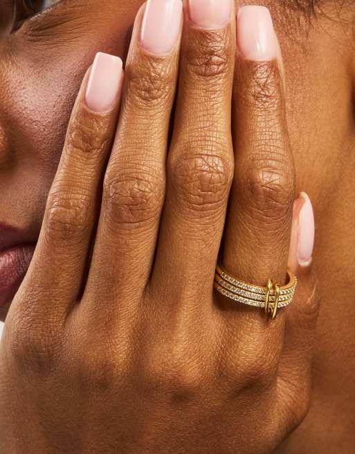 Cernucci Triple row iced ring - 8mm in gold, 4 of 5