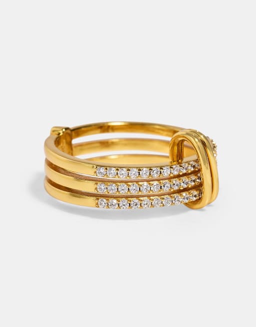 Cernucci Triple row iced ring - 8mm in gold, 5 of 5