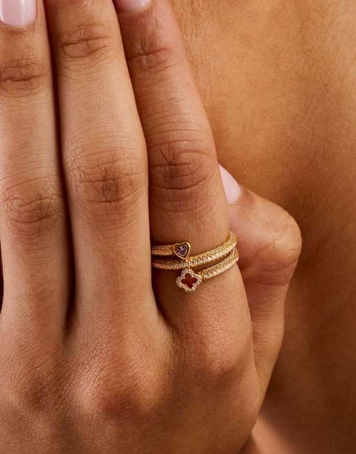 Cernucci Twist heart & motif ring - 6mm in gold, 2 of 4