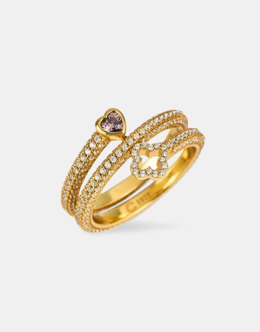 Cernucci Twist heart & motif ring - 6mm in gold, 3 of 4