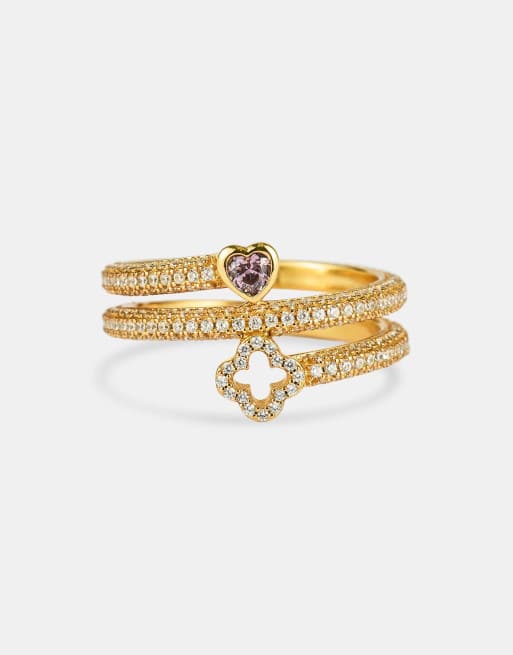 Cernucci Twist heart & motif ring - 6mm in gold, 4 of 4