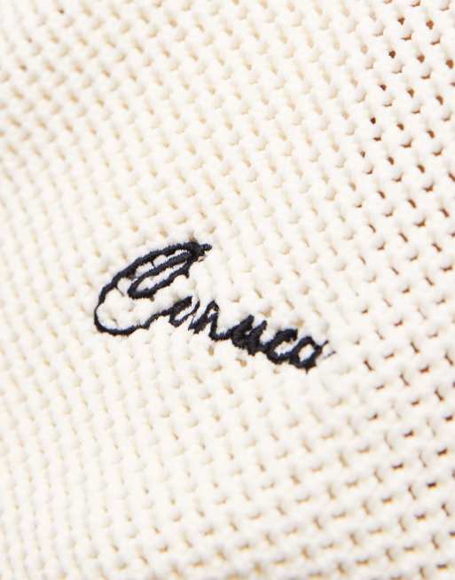 Cernucci - Veste de survêtement d'ensemble en maille au crochet à col cheminée et double fermeture éclair avec logo et bande - Crème, 3 de 4