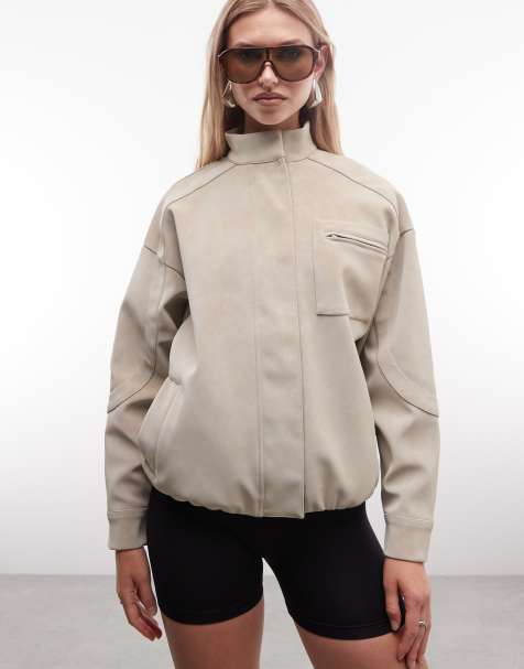 Cernucci - Veste en imitation daim à col cheminée - Marron - view 1