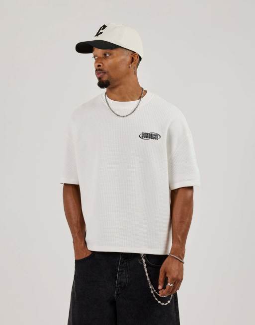 Cernucci Waffle boxy back print t-shirt in ecru, 2 of 4