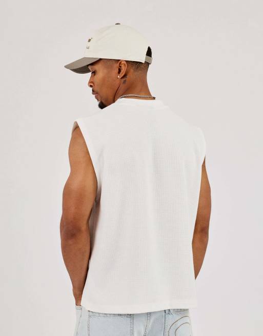 Cernucci Waffle embroidered tank in beige , 2 of 4