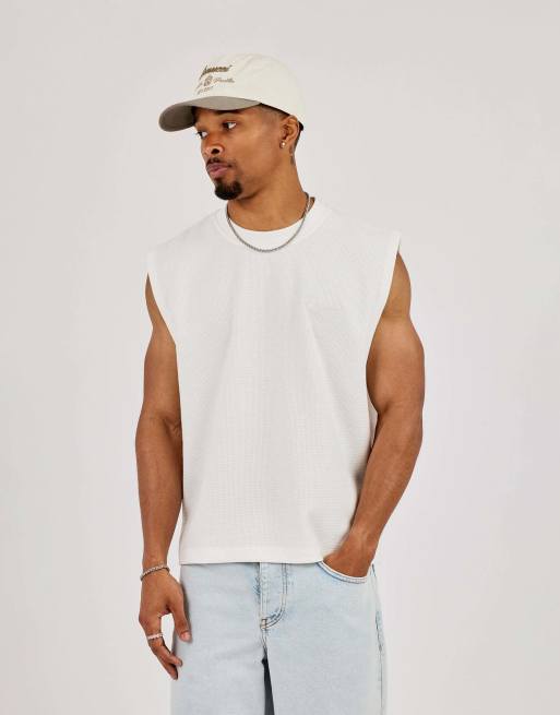 Cernucci Waffle embroidered tank in beige , 4 of 4