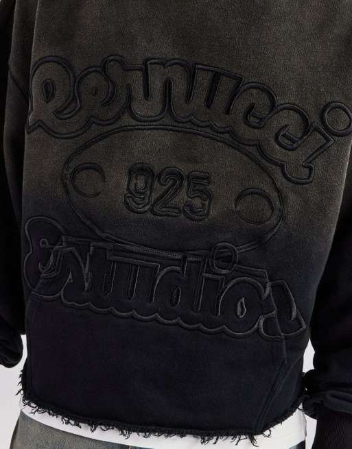 Cernucci Washed embroidered boxy hoodie in black, 4 of 4